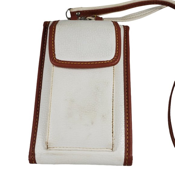 VTG Dooney & Bourke All Weather Leather Crossbody Bag Ivory Tan Brown - Picture 5 of 8